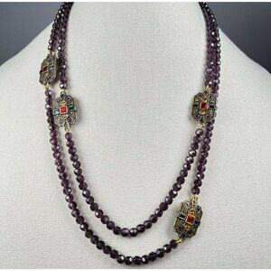 Heidi Daus Multi Color Multi Stone Crystal Necklace 48"L 2.9 Oz Signed Designer